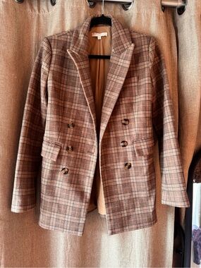 Favorite Daughter Brown Plaid Double-Breasted Blazer